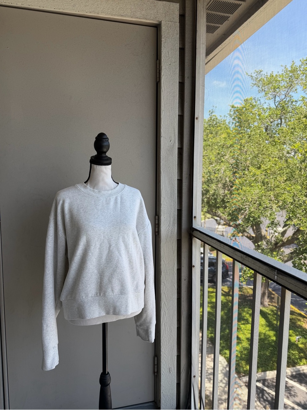 Athleta Off White Cotton Blend Women’s Boxy Pullover